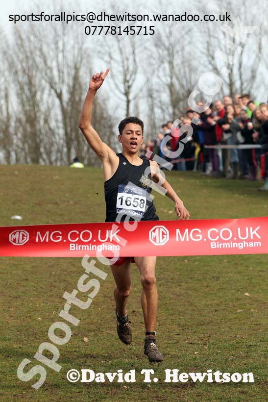 Under-15 boys winner Inter Counties Cross Country, Cofton Park, Birmingham. Photo: David T. Hewitson/Sports for All Pics